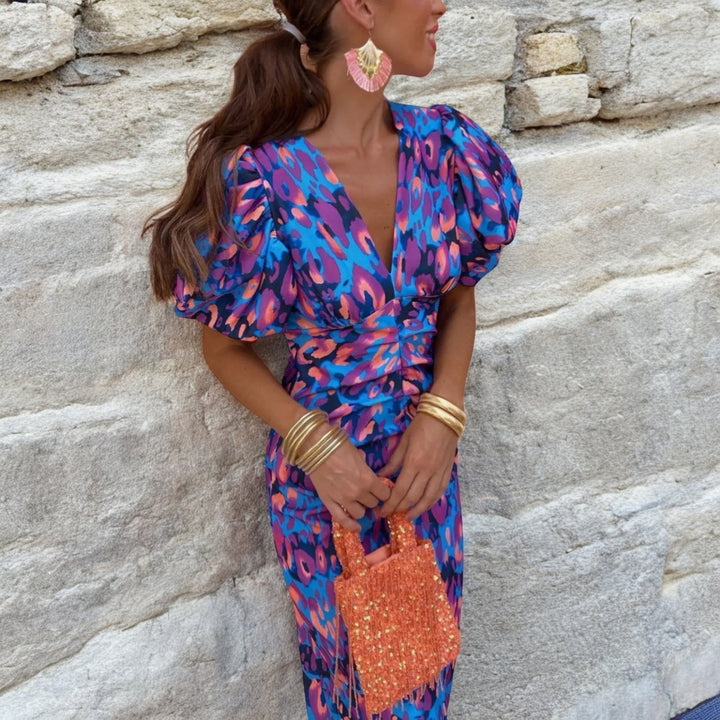 Isabelle | Comfortable and Printed Wedding Guest Midi Dress 1
