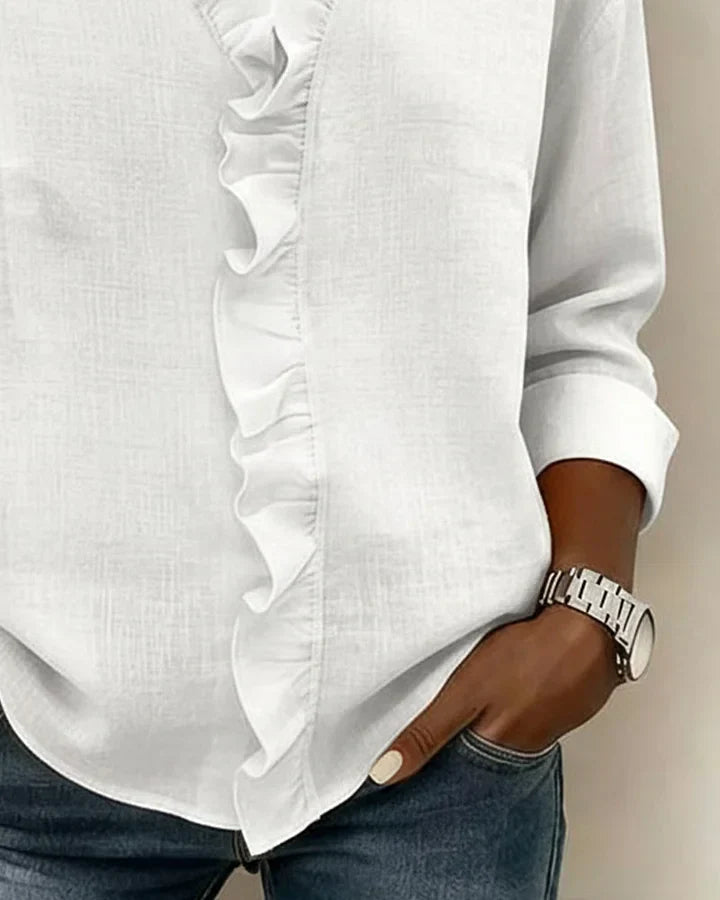 Isla | Elegant V-Neck Ruffled Blouse 6