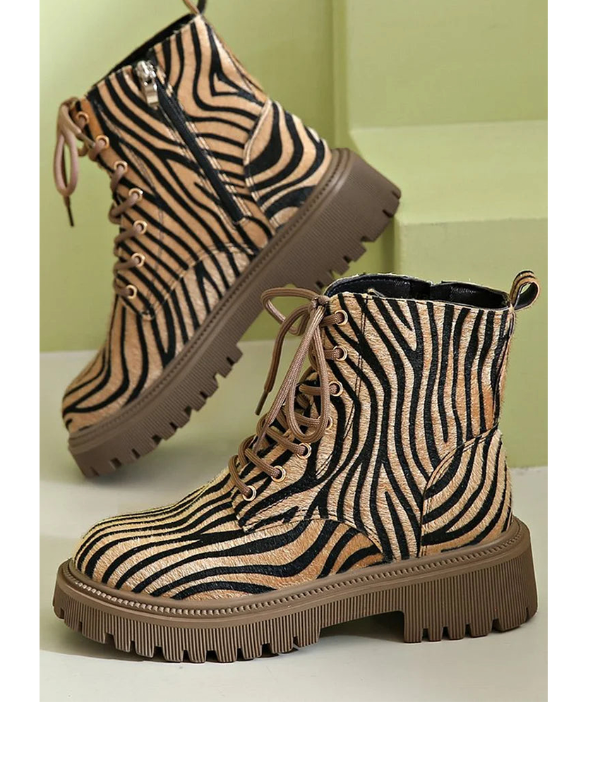 Jemima | Zebra Lace-Up Boots 0