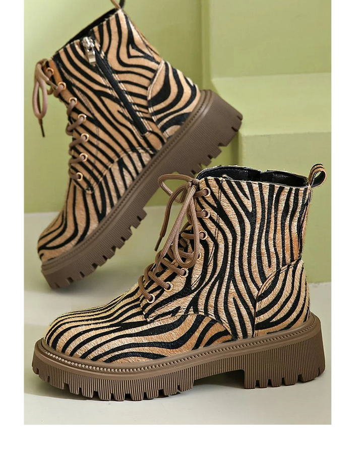 Jemima | Zebra Lace-Up Boots 0
