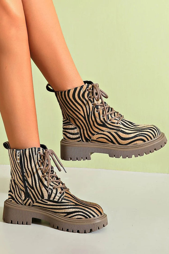 Jemima | Zebra Lace-Up Boots 1