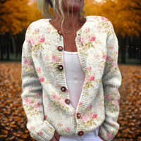 Elena | Artistic And Cozy Floral Print Cardigan