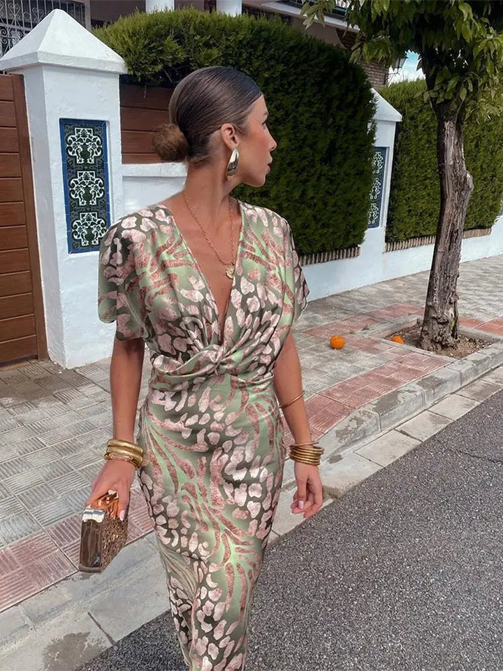 Johanna | Sophisticated Copper Twist-Detail Midi Dress 5