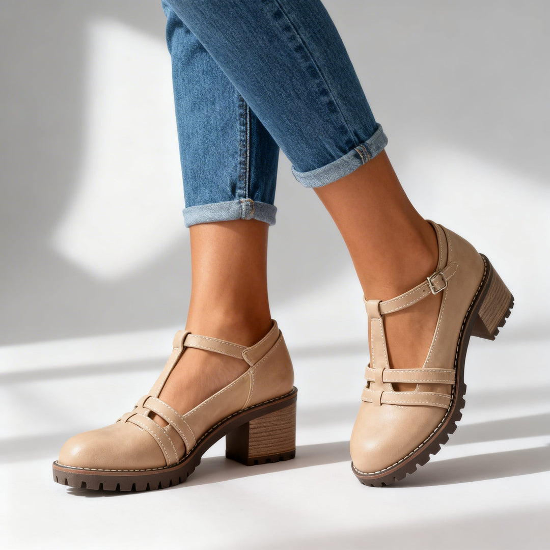 Julia | Stylish and Timeless T-Strap Block Heel Loafers 4