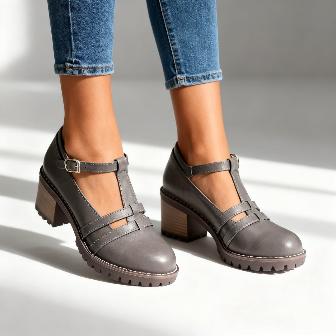 Julia | Stylish and Timeless T-Strap Block Heel Loafers 5