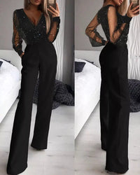 Birgit | Elegant Deep-Tone Tailored Wide-Leg Jumpsuit