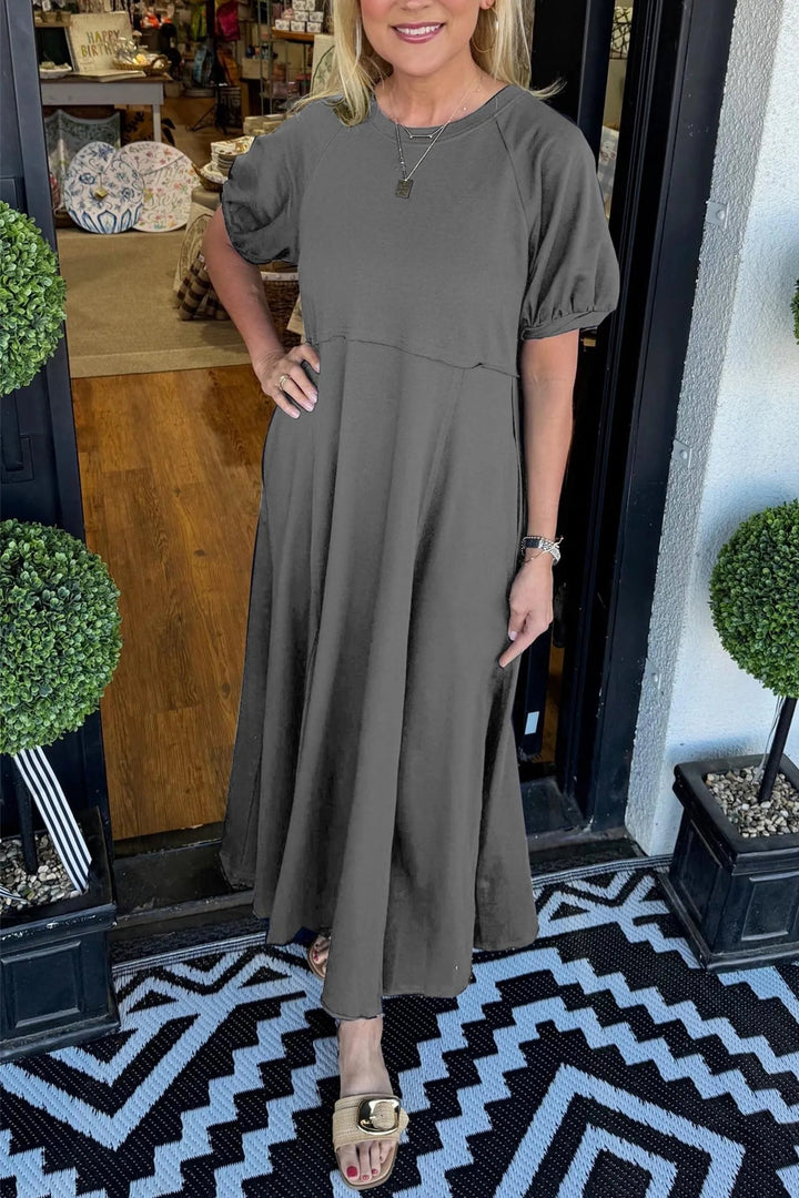 Katrin | Elegant Navy Puff Sleeve Maxi Dress 9