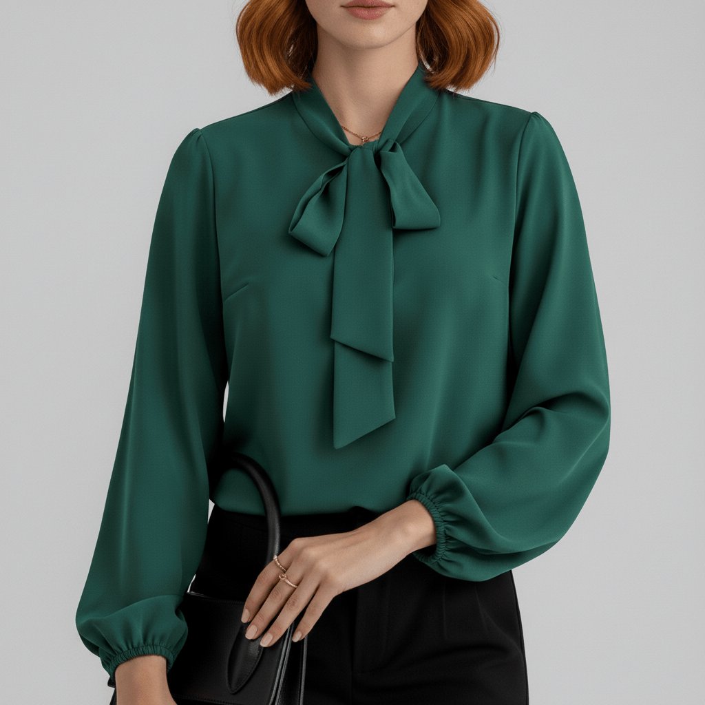 Kayleigh | Comfortable And Elegant Bow-Tie Long-Sleeve Blouse 3