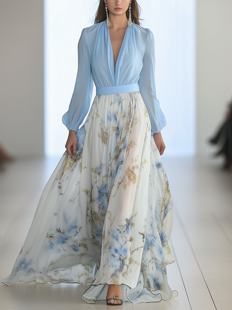 Kerstin | Enchanting Botanical Flutter-Sleeve Maxi Dress 0