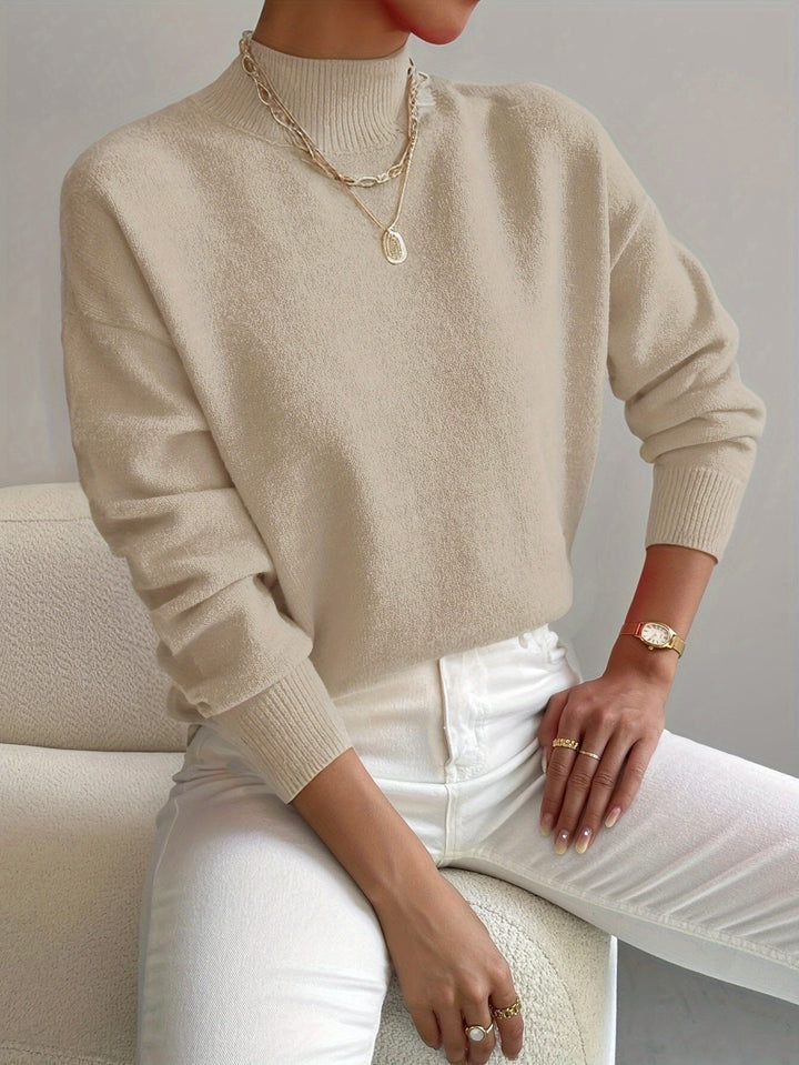 Layla | Women's Mock Turtleneck Relaxed-Fit Long Sleeve Sweater 4