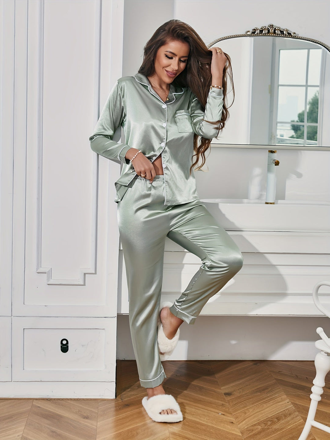 Lila | Relaxed Silk Pajama Set 8