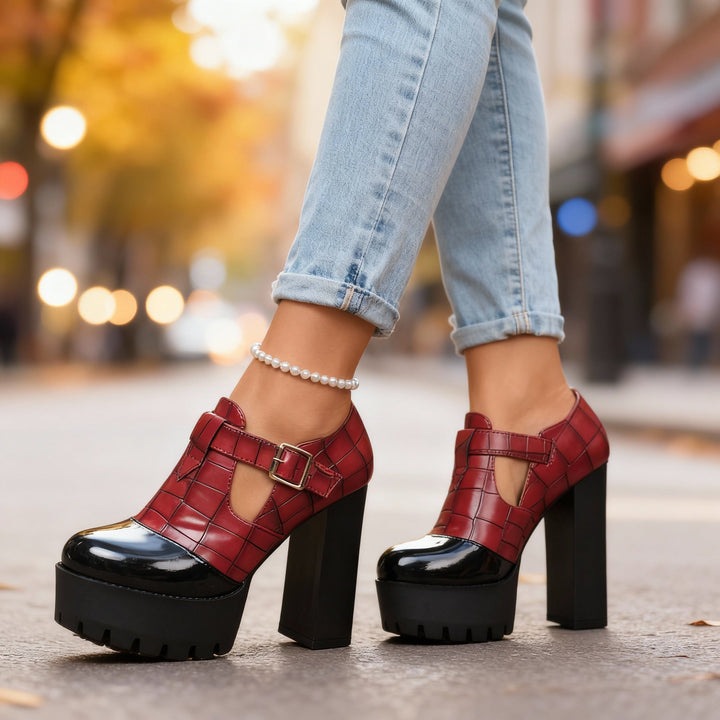 Lily | Stylish and Premium Platform Block Heel Pumps 0
