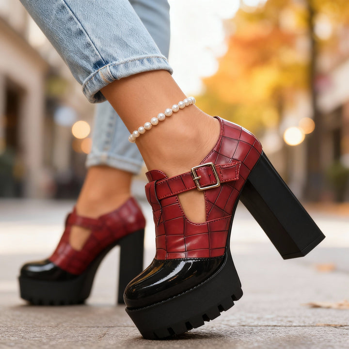 Lily | Stylish and Premium Platform Block Heel Pumps 1
