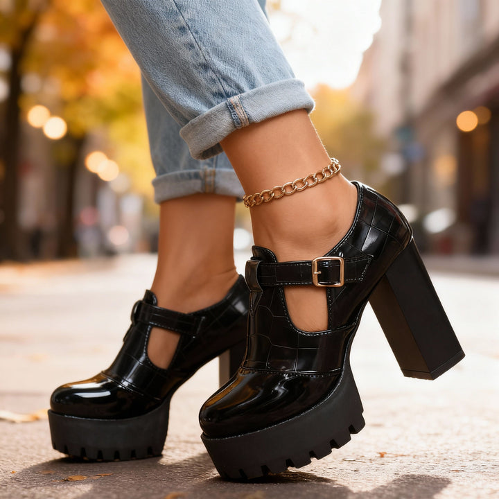 Lily | Stylish and Premium Platform Block Heel Pumps 5