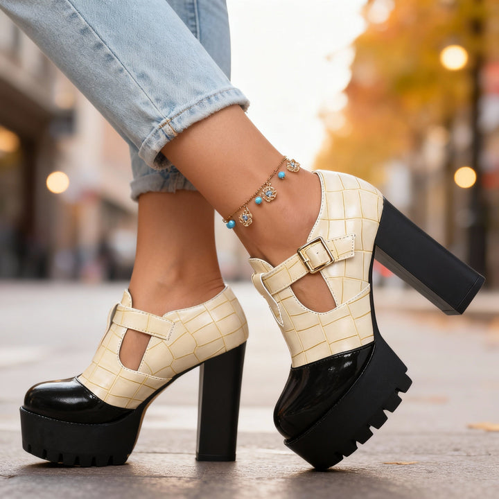Lily | Stylish and Premium Platform Block Heel Pumps 6