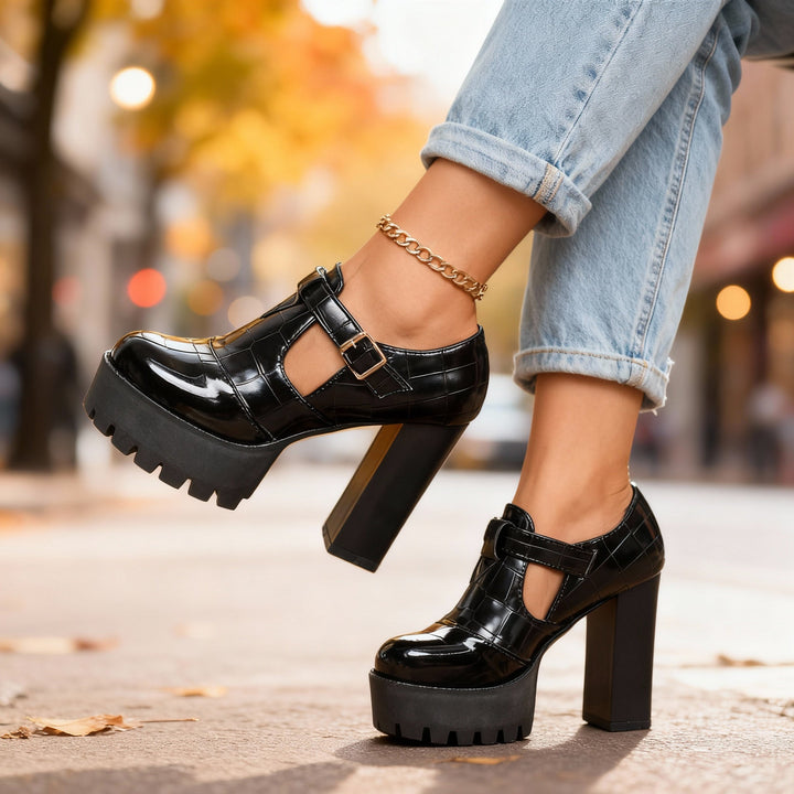 Lily | Stylish and Premium Platform Block Heel Pumps 9