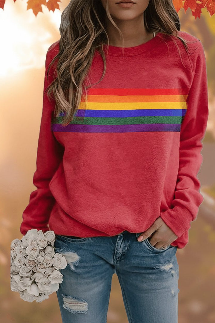Lily | Women's Relaxed-Fit Rainbow Striped Crew-Neck Jumper 0