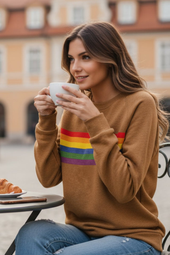Lily | Women's Relaxed-Fit Rainbow Striped Crew-Neck Jumper 1