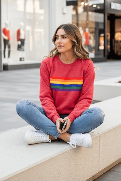 Lily | Women's Relaxed-Fit Rainbow Striped Crew-Neck Jumper 2