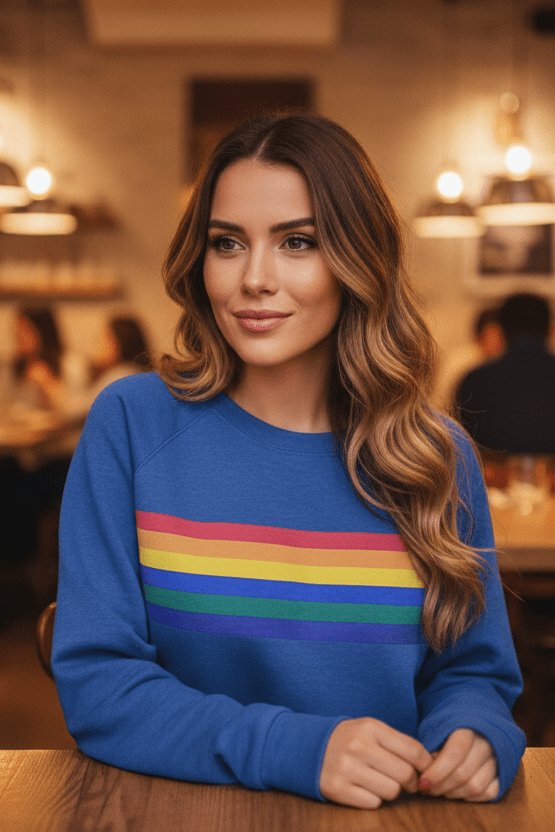 Lily | Women's Relaxed-Fit Rainbow Striped Crew-Neck Jumper 3