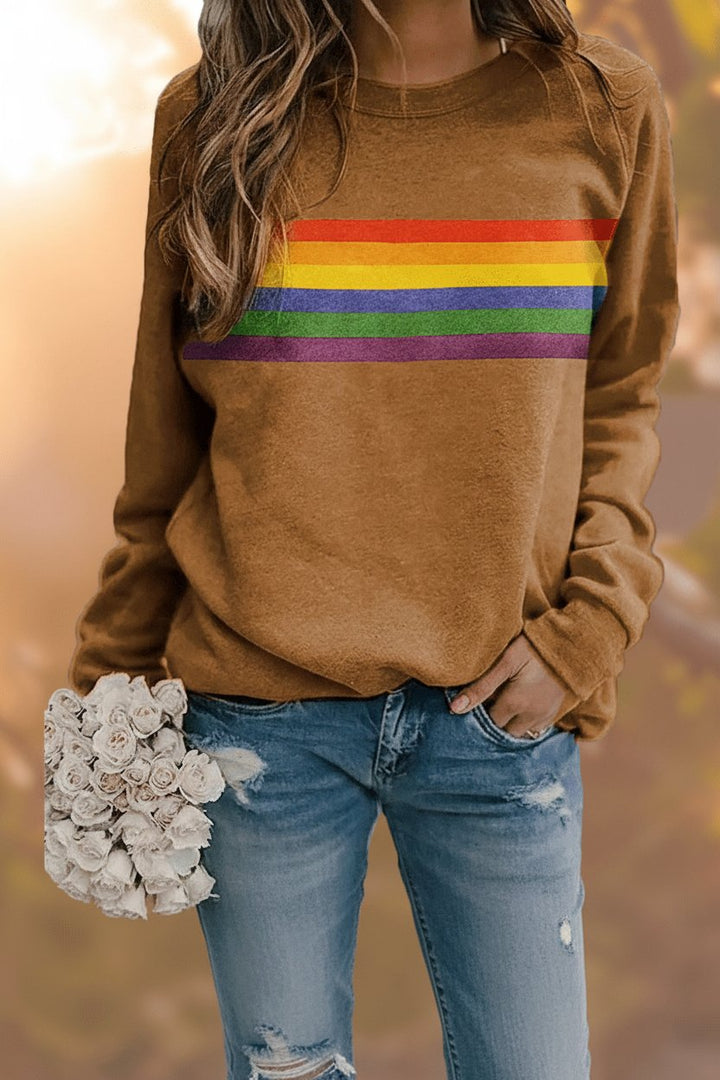 Lily | Women's Relaxed-Fit Rainbow Striped Crew-Neck Jumper 5