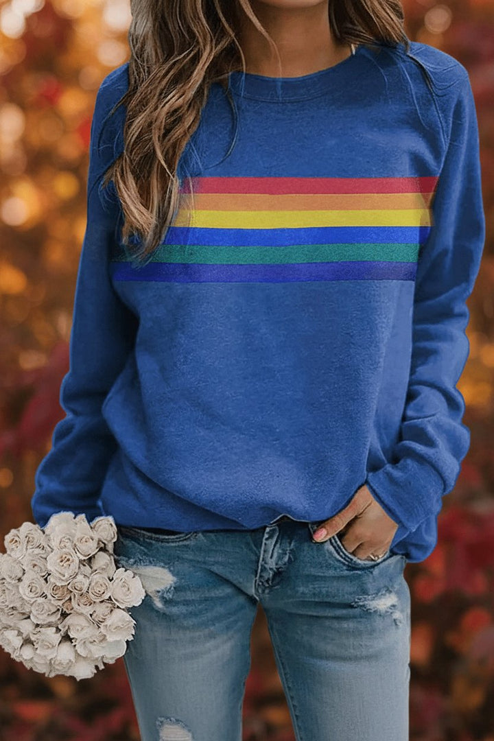 Lily | Women's Relaxed-Fit Rainbow Striped Crew-Neck Jumper 6