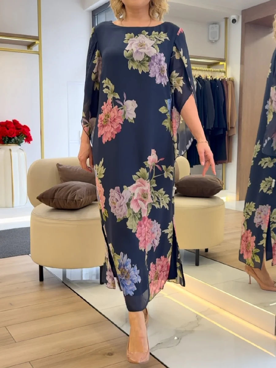 Lisa | Graceful Floral Chiffon Maxi Dress 0