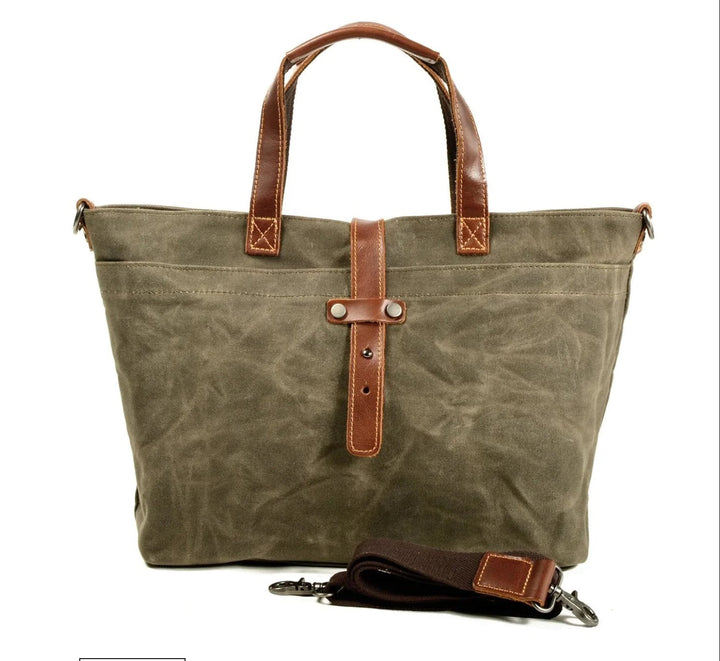 Logan | Waxed Canvas Leather-Trim Weather-Resistant Tote Bag 6
