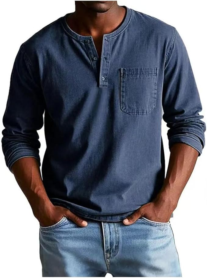 Lucas | Sporty and elegant long-sleeved Henley shirt 3