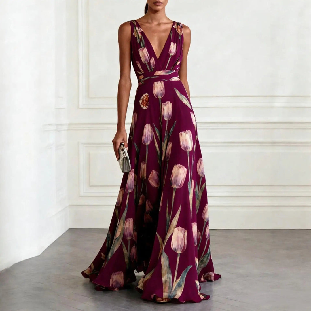 Luna | Elegant Floral Chiffon Wrap Maxi Dress 1