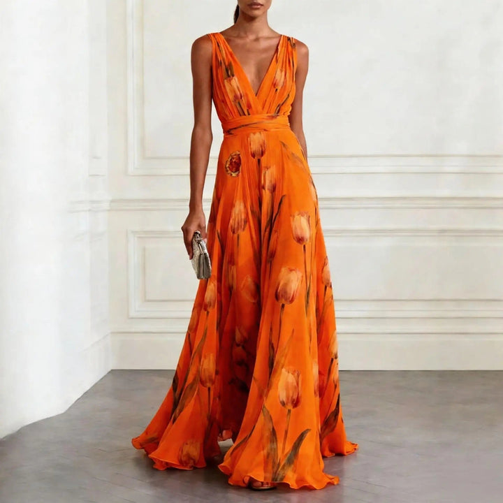 Luna | Elegant Floral Chiffon Wrap Maxi Dress 2