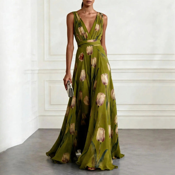 Luna | Elegant Floral Chiffon Wrap Maxi Dress 3