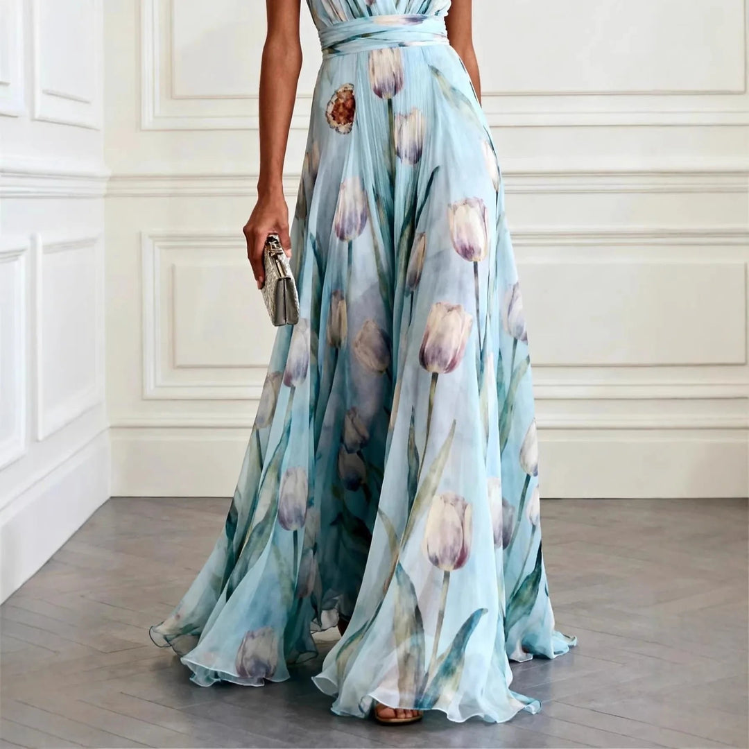 Luna | Elegant Floral Chiffon Wrap Maxi Dress 4