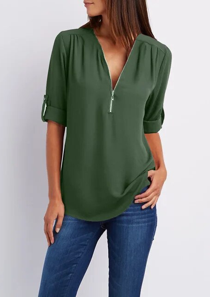 Madeleine | Elegant Zipper Design Blouse 9