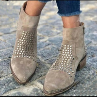 Emily | Edgy Studded Pointed Toe Ankle Boots