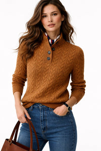 Sophie | Stylish Cable Knit Button Neck Sweater