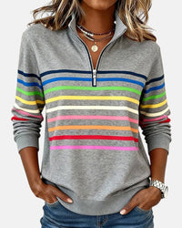 Clara | Colourful And Casual Striped Quarter-Zip Sweatshirt