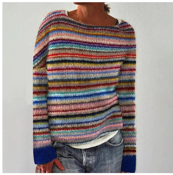 Maya | Vibrant Retro Striped Relaxed-Fit Knit Sweater 0