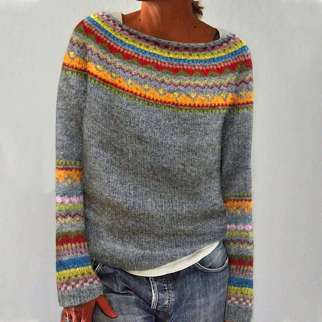 Maya | Vibrant Retro Striped Relaxed-Fit Knit Sweater 1