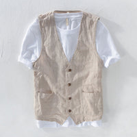 Robert | Elegant And Breathable Striped Linen Look Vest