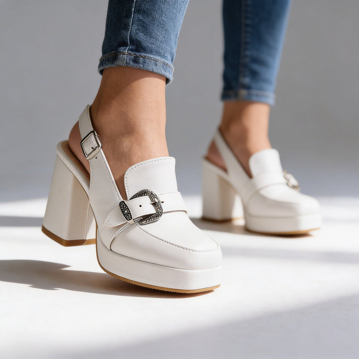Mila | Platform Slingback Block Heel Loafer Pumps 0