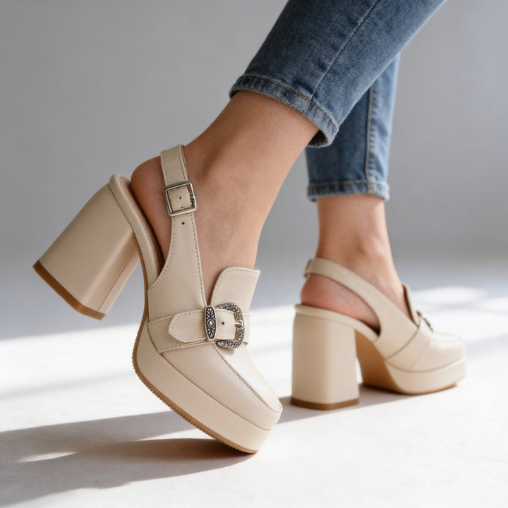 Mila | Platform Slingback Block Heel Loafer Pumps 4