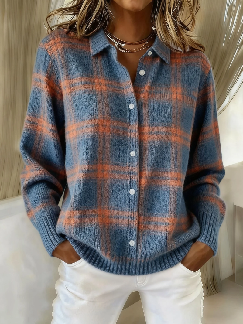 Mira – Knitted Blouse With Check Pattern 0