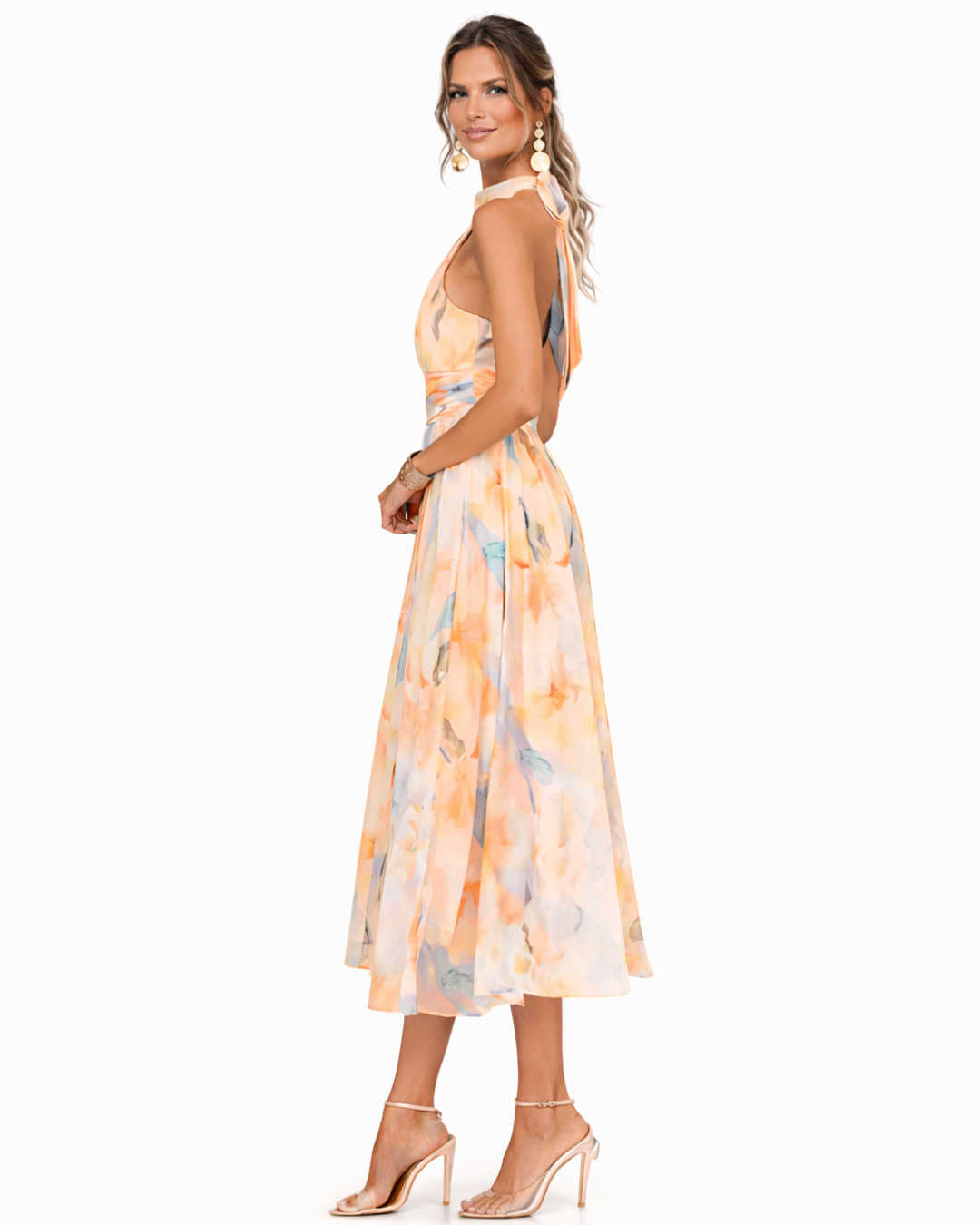 Nora | Elegant Watercolor Halter Maxi Dress 2