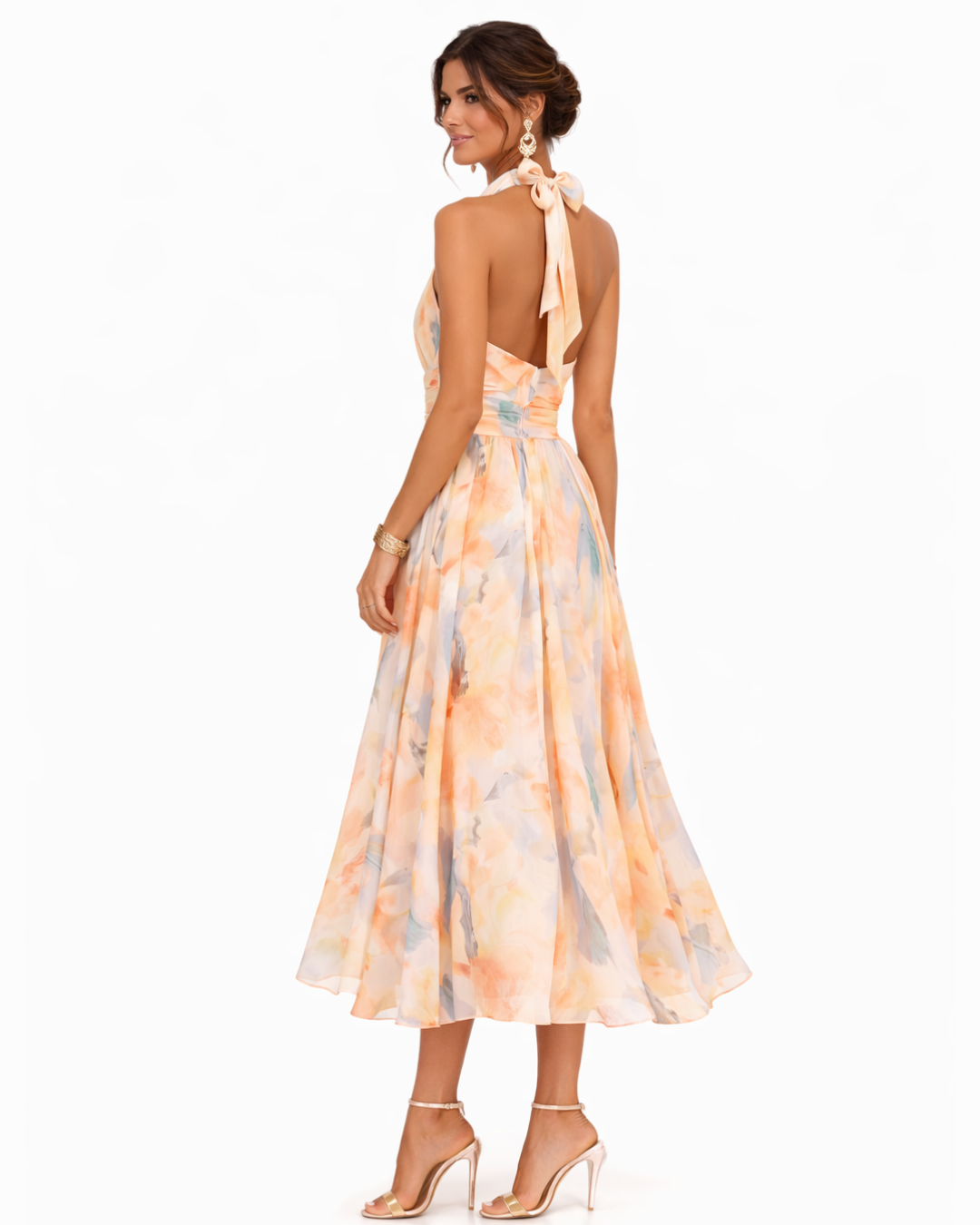 Nora | Elegant Watercolor Halter Maxi Dress 3
