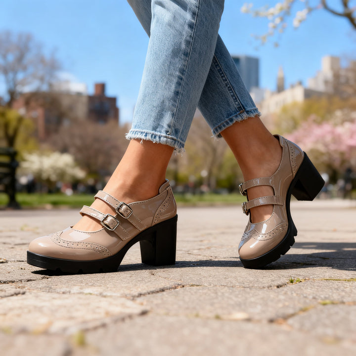 Olivia | Double Strap Platform Mary Jane Block Heel 2