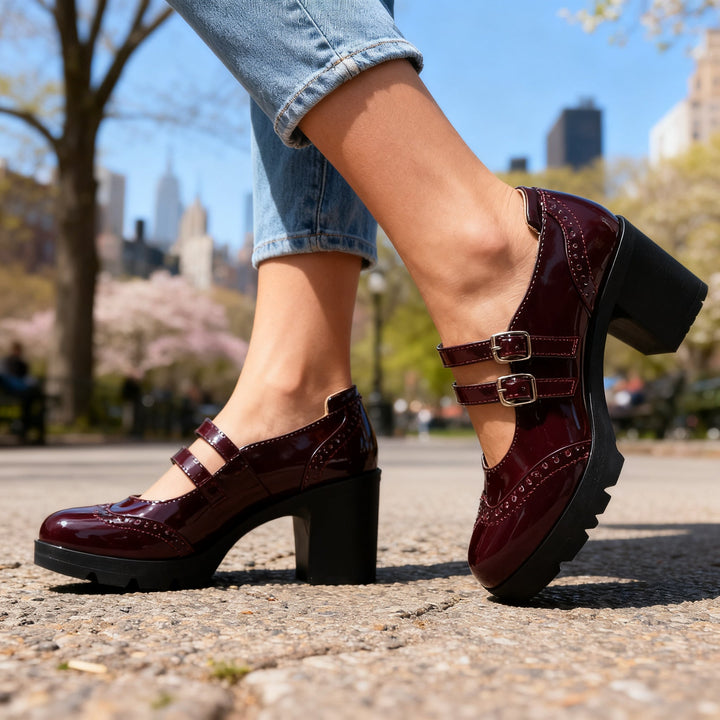 Olivia | Double Strap Platform Mary Jane Block Heel 3