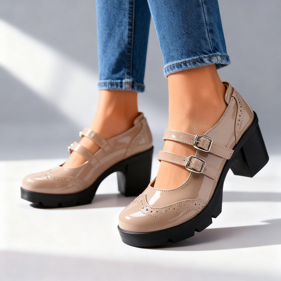 Olivia | Double Strap Platform Mary Jane Block Heel 4