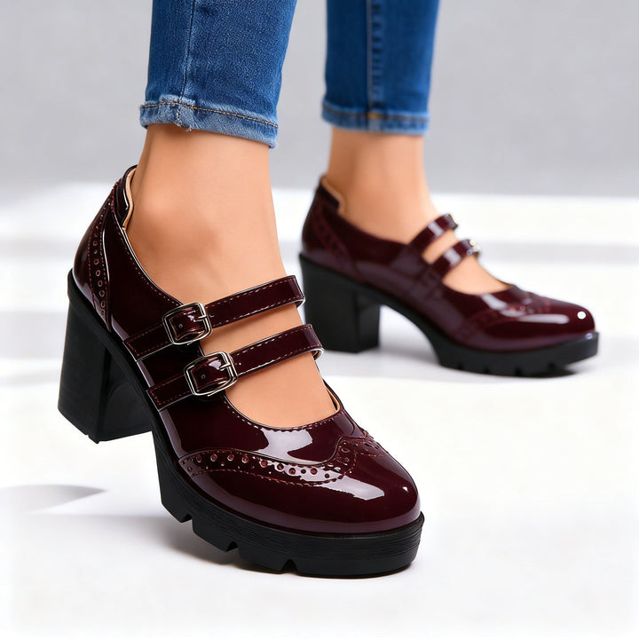 Olivia | Double Strap Platform Mary Jane Block Heel 5