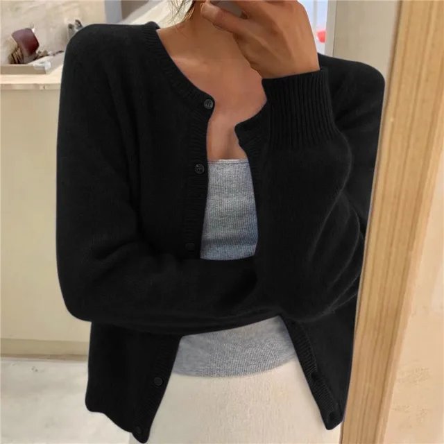 Olivia | Women's Soft Knit Button-Front Round Neck Cardigan 1